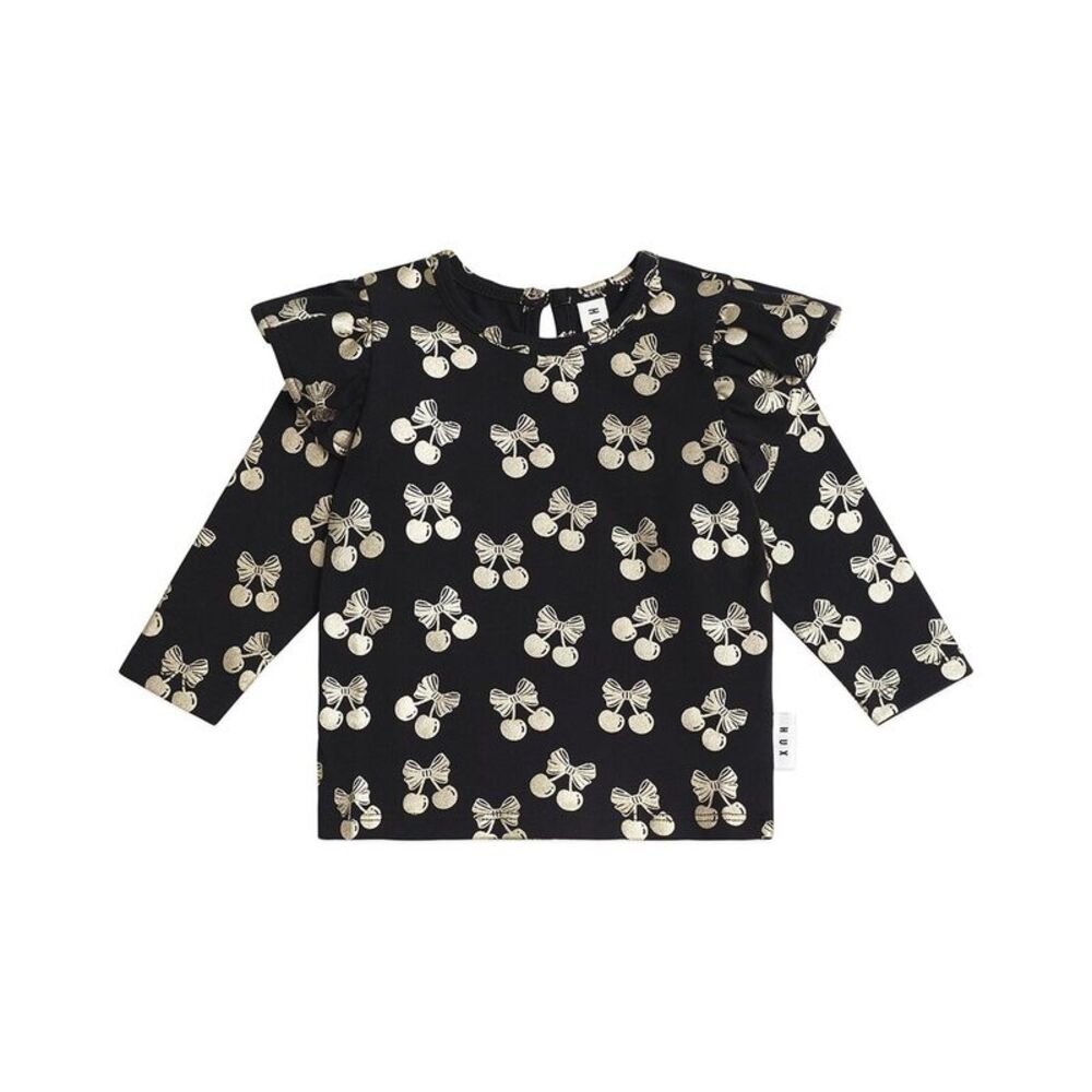 Huxbaby Girls  Cherry Pie Gold Special Frill Top, Black